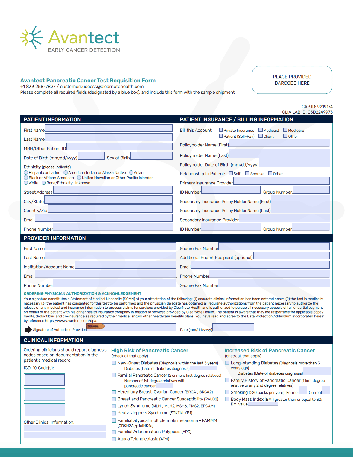 Avantect TRF Form Picture Aug 2023